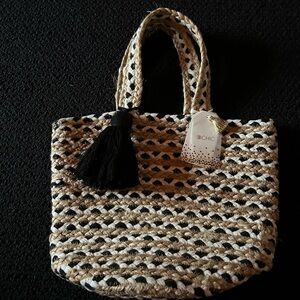 Straw and Fabric Purse